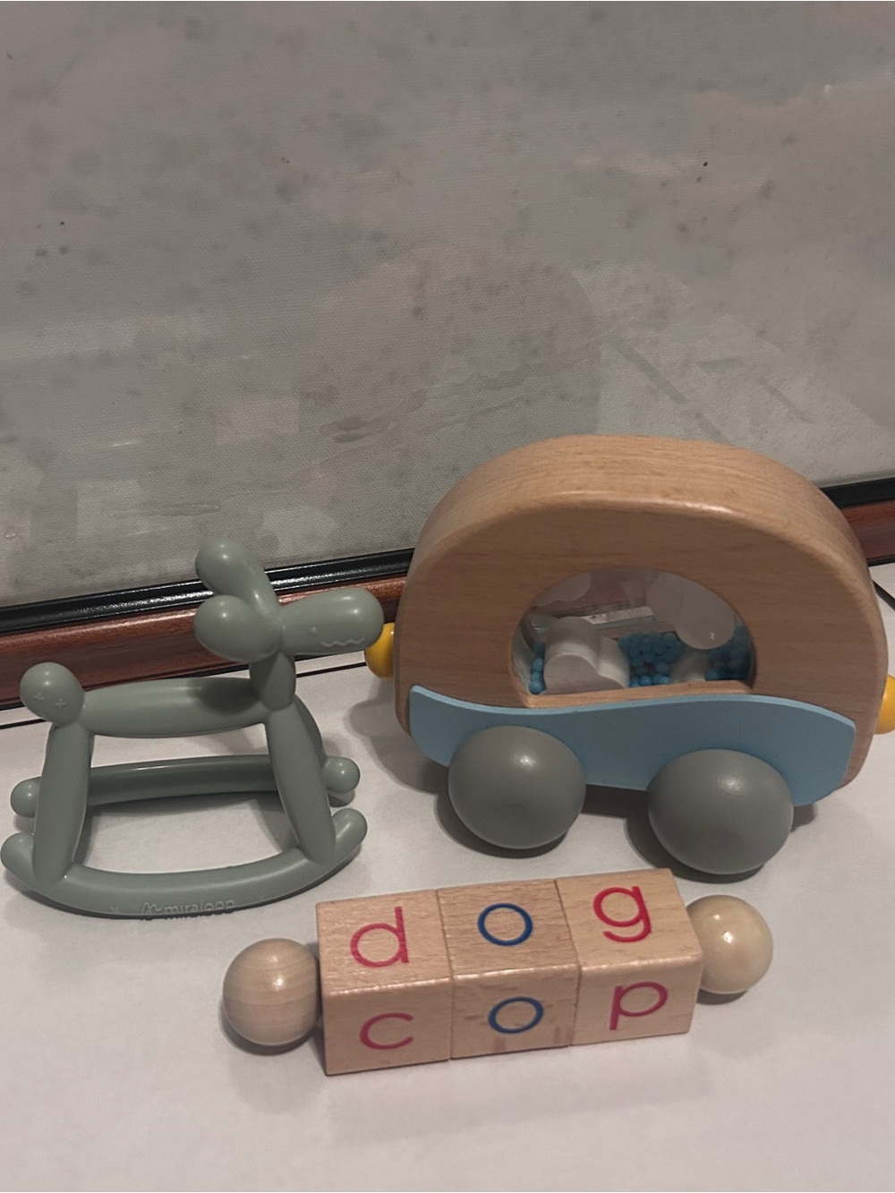 Wooden Toy lot and tether